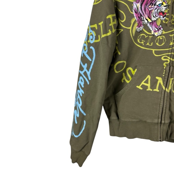 Vintage Y2K Women’s Ed Hardy All Over Print Streetwear Full Zip Hoodie Size S - Picture 6 of 10